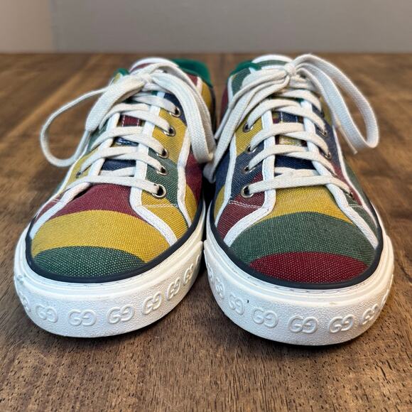 Gucci Tennis 100 1977 Canvas Colorblock Low Top Sneaker Shoes Men’s Size 8 - Picture 4 of 11